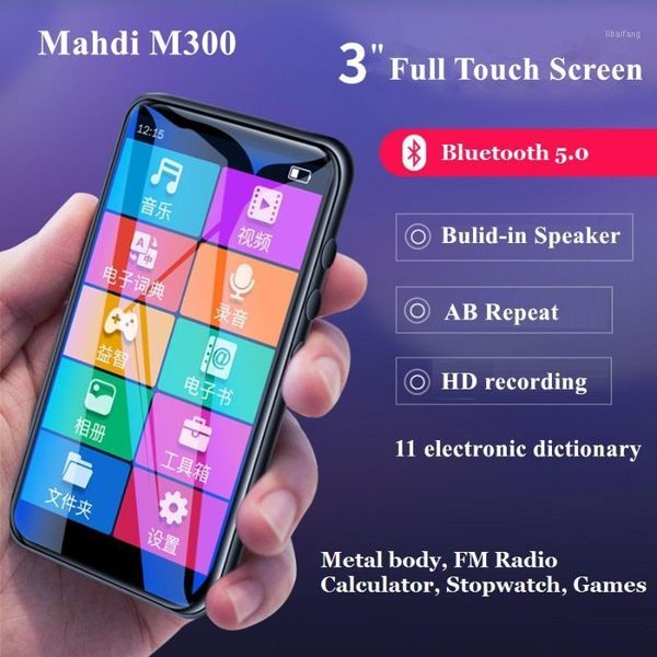 

Newest Mahdi M300 Metal Portable Bluetooth MP3 Music Player FM Radio HD Touch Screen Support TF Stopwatch MP3 Player Speaker1