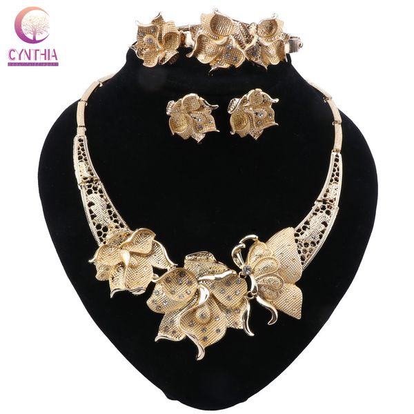 

cynthia dubai jewelry sets for women dubai nigeria crystal necklace earrings bridal gift african wedding bridesmaid jewelry sets, Silver