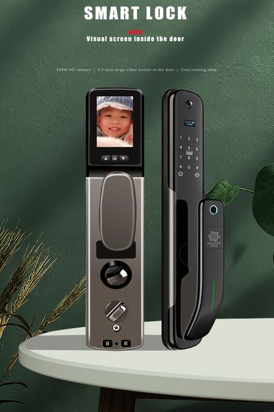 

Fingerprint Lock Security Intelligent Lock With Password RFID Unlock keyless Electronic Door Lock for home offic with peephole