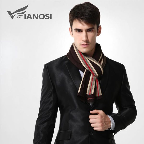

scarves [vianosi] brand design striped scarf men wool winter warm luxury shawl wrap man business ma007, Blue;gray