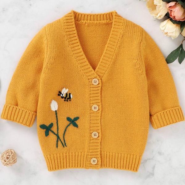

newborn baby long sleeve embroidery floral knitted sweater cardigan autumn winter baby girls boys 0-18months, Blue