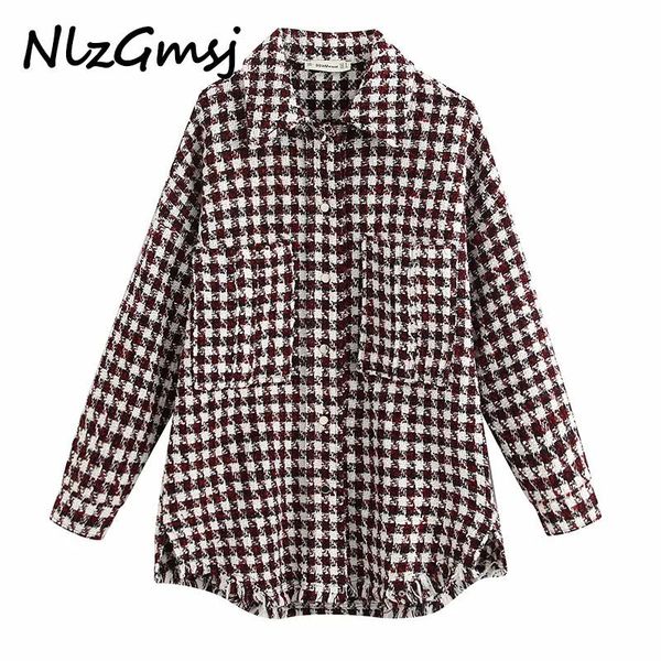 

2020 england vintage high street twill soft plaid oversize loose jacket women casaco feminino jaqueta feminina long jacket, Black;brown