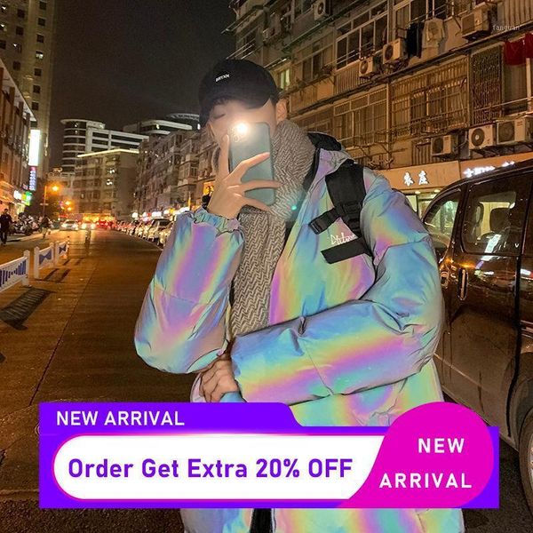 

men's fashion reflective parkas streetwear men casual loose windbreaker coats 2020 autumn new men's winter jackets1, Black