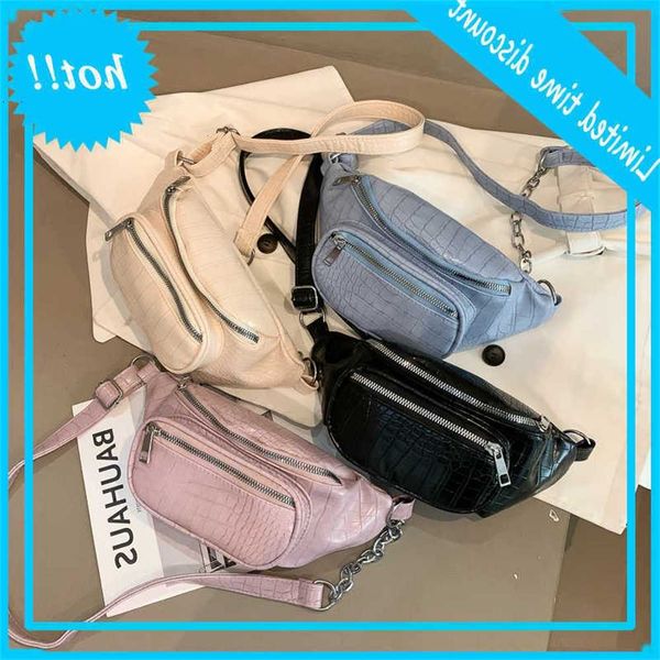 

fashion crocodile pattern women fanny waist zipper shoulder crossbody packs pu leather casual bags
