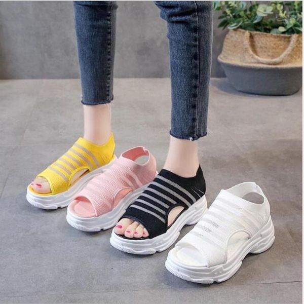 

35-40 sports sandals women 2020 summer new sandals casual fashion wild flat bottom ins students running1, Black
