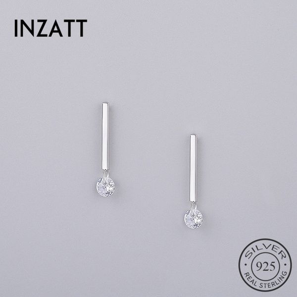 

inzatt ol minimalist stick bar zircon stud earrings 100% 925 sterling silver fine jewelry for women party trendy accessorie, Golden;silver