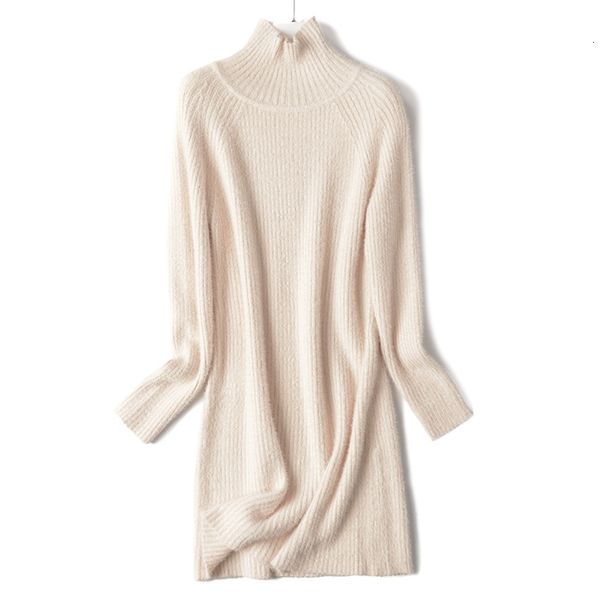 

2021 new long sleeve sweater thick warm autumn winter dress chic women turtleneck short mini knitted pullover dresses 1kn4, Black;gray