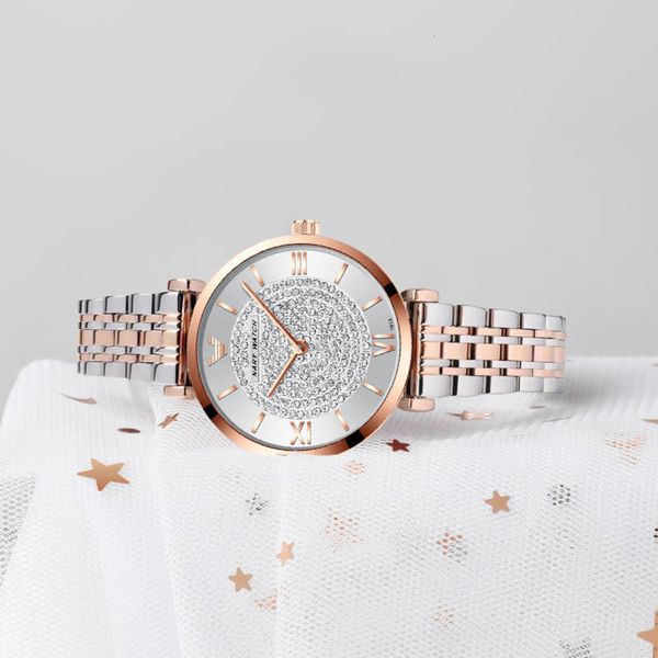 

red nary net / watch nerui women's temperament diamond simple waterproof quartz watch, Slivery;brown