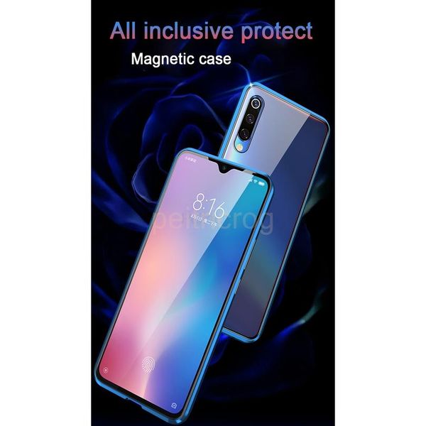 

double sided magnetic metal case for xiaomi mi 10 pro 9 se cc9 a3 lite 9t glass cover for redmi jllpvq