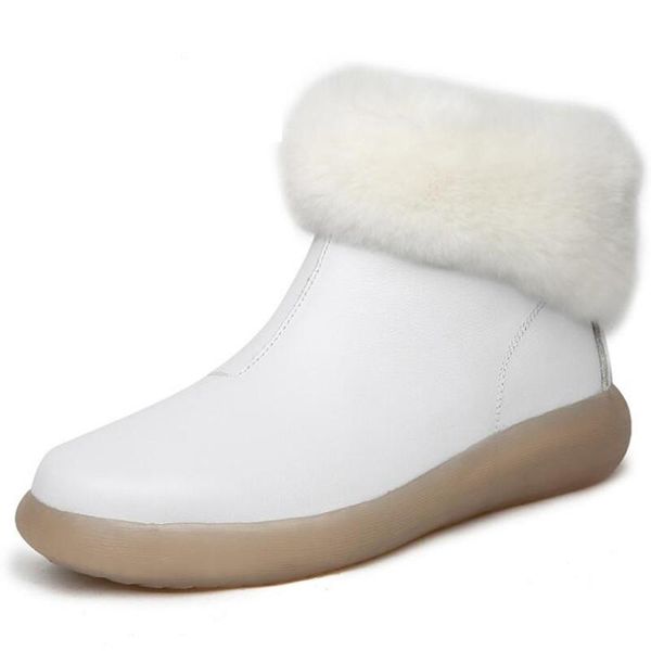 

bonjean brand boots flat non-slip women shoes snow boots 2020 new fashion real hair real cow leather shoes woman winter, Black