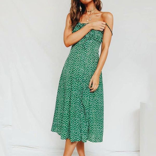 

foridol summer vintage dress square collar ruffle elegant long dress beach female green midi dresses boho vestidos 20201, Black;gray