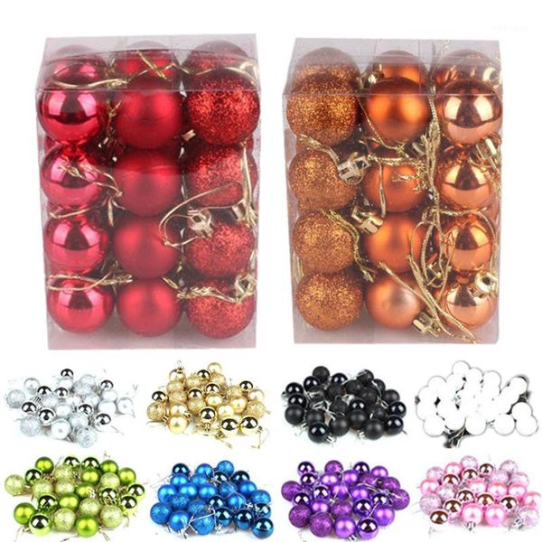 

christmas decorations 24pcs xmas tree ball 30mm bauble hanging home party ornament decor craft gifts pendants wholesale 40ot251
