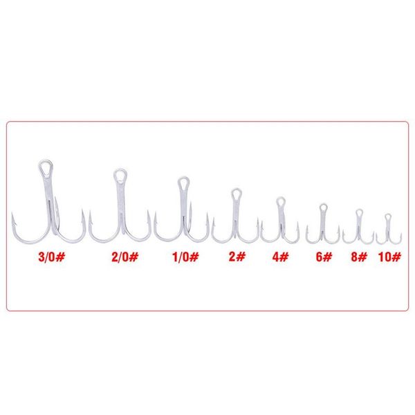 

high quanlity stainless steel fish lure hook 8size treble fishing hooks with barb freshwater fishing tackle