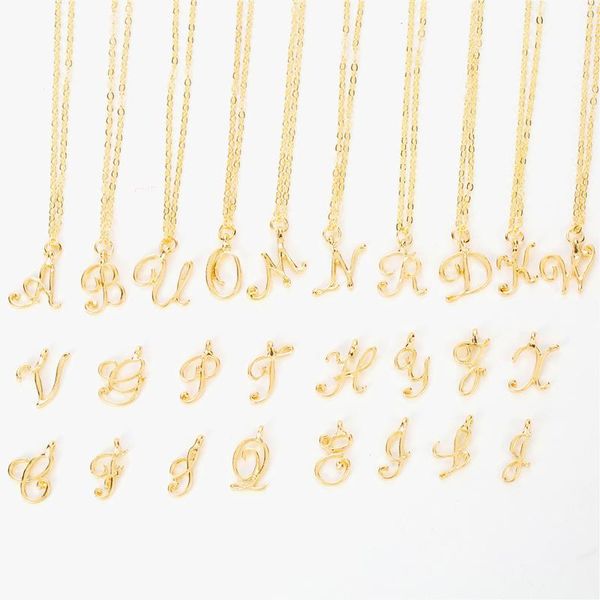 

26 письма подвесок ожерелье для женщин простых моды крошки dainty сердце начального имя ожерелья jewerly аксессуары девушка подарки кпт qylu, Silver