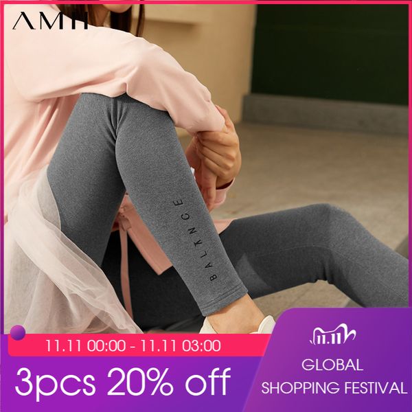 Amii minimalismo moda invernale stampato leggings da donna causale pile spesso slim fit stretch pantaloni da donna termici 12020292 LJ201104