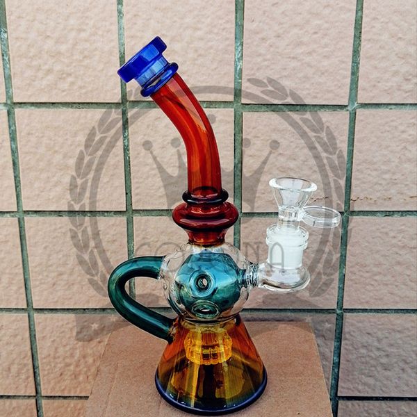 9 Zoll Shisha Half Egg Recycler Dab Rigs mit Tornado Perc Glas Wasserpfeifen Bong