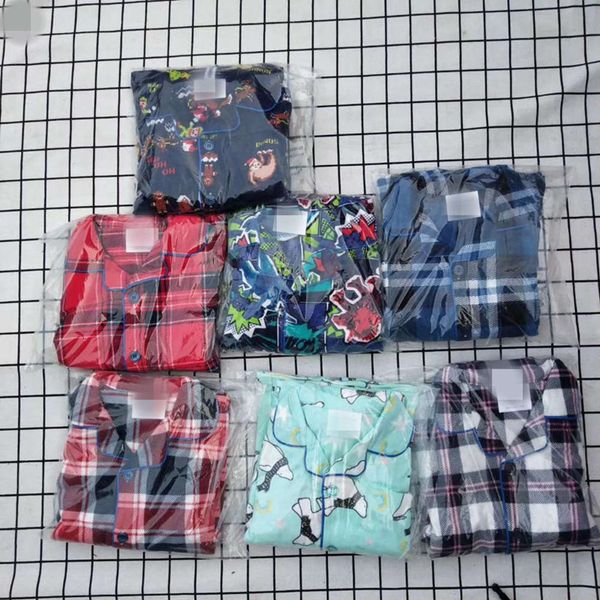 

flannel pajamas knitted cartoon children's pattern home wear long sve trousers suit, Blue;red
