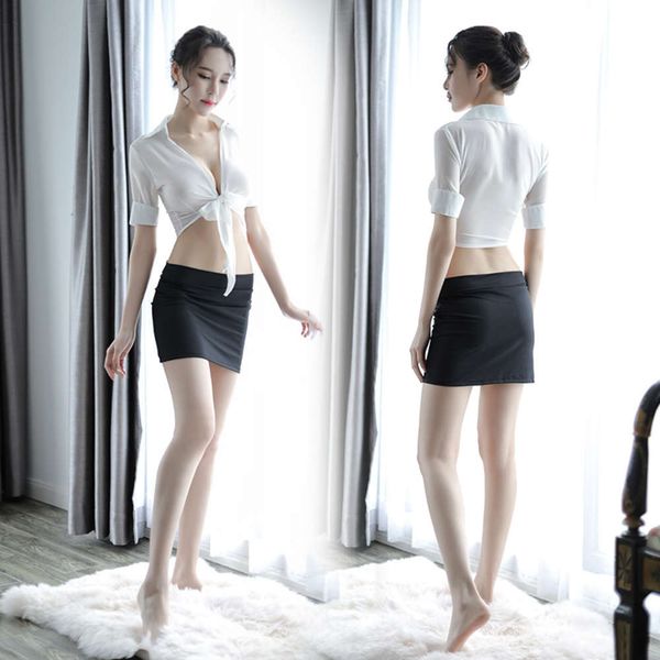 

office erotic waist drs secretary uniform seductive underwear women's hip wrap skirt suit, Black;white