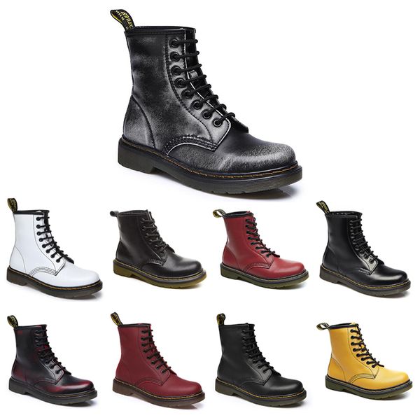

non-brand fashion 2020 designer ankle boots men women wineter martin boots wipe wine red black motorcycle boots 35-44 item 16 wholesale, White;red