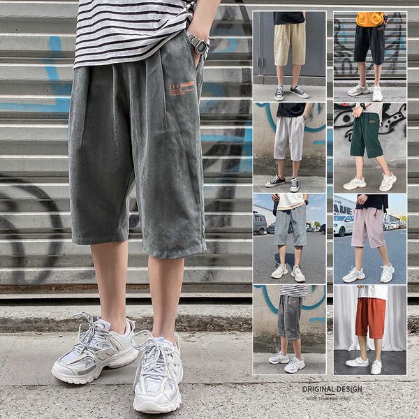 

2020 summer new men's letter printed casual pants youth solid loose shorts dk12-p30, White;black