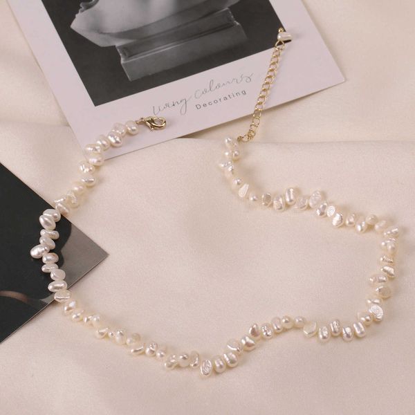 

super beautiful baroque pearl light luxury cool style bracelet short necklace two piece set, Silver