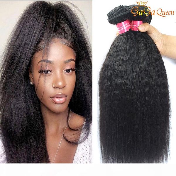 

wholesale 8a peruvian kinky straight hair 3 bundles coase yaki peruvian human hair bundles weaves gagaqueen, Black