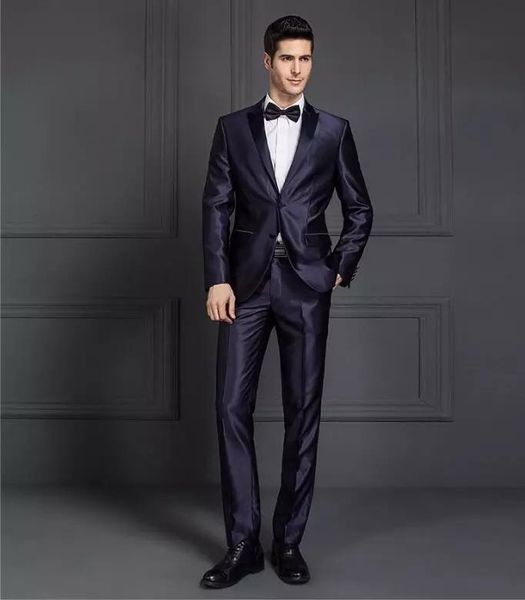 

men's suits & blazers 2021 luxury men shiny blue black gray groom wedding custom slim fit suit two buttons male formal for, White;black
