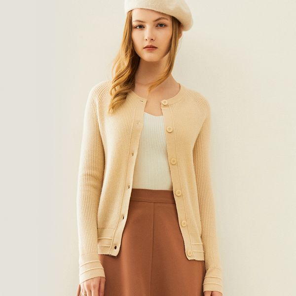 

2021 warm sale winte jackets 100% pure knitting cardigans oneck women's solid blouses coarse wool aepm, White;black