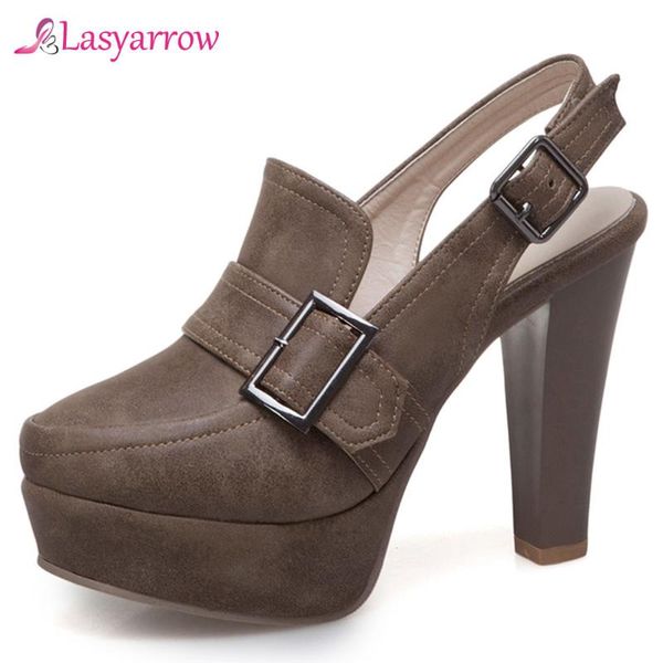 

dress shoes lasyarrow 2021 arrival fashion platform sandals women 11cm stilettos thick high heel gladiator size 34-50 j728, Black
