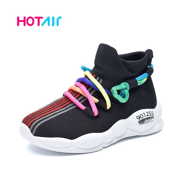 

2020 kids sports for mesh sneakers casual breatahble sock baby children shoes boys girls, Black
