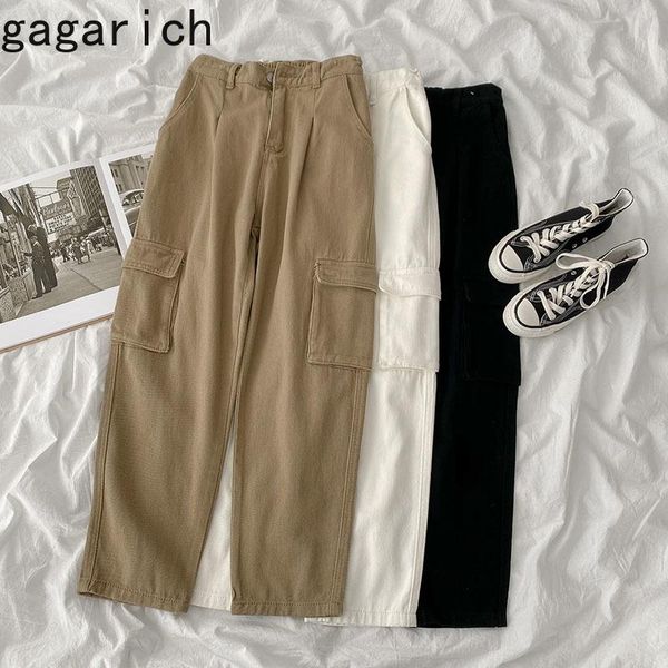 

women's pants & capris gagarich women pant 2021 spring autumn hong kong style ladies retro all-match loose straight denim material soli, Black;white