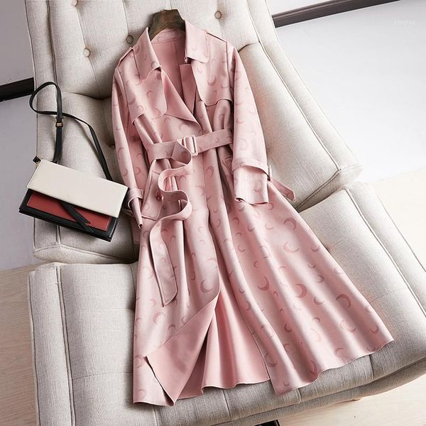 

new fashion suede trench coat women 2020 autumn long-sleeved casual long trench coat with belt chic female windbreaker plus size1, Tan;black