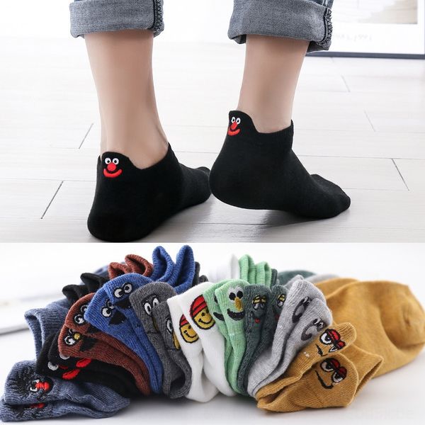 

мужские случайного хлопок универсальной лодки sockscotton вышивки ins мультфильма мужских носки лодки потеть поглощающие носки uza3f, Black