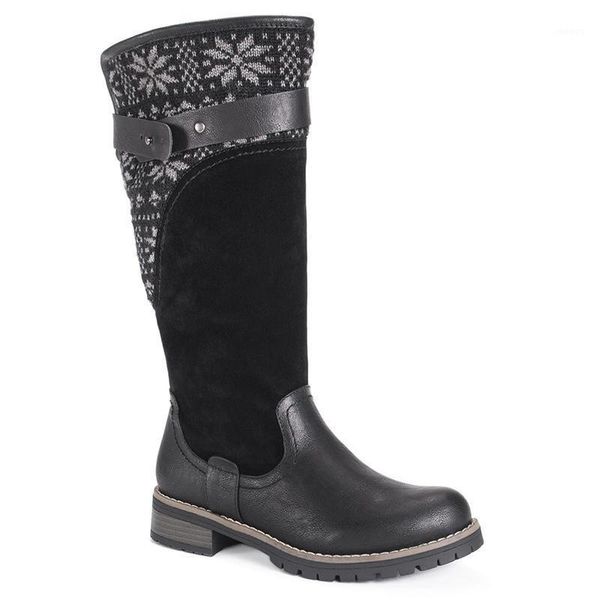 

thigh high boots brown women vintage leather square heel knee height buckle boot keep warm round toe shoes british style yyj3121, Black