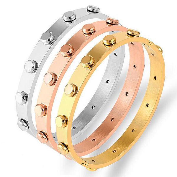 

luxury jewelry charm women bracelets stainless steel cuff bracelet fashion personality retro punk hip hop bangle jewelry, Black