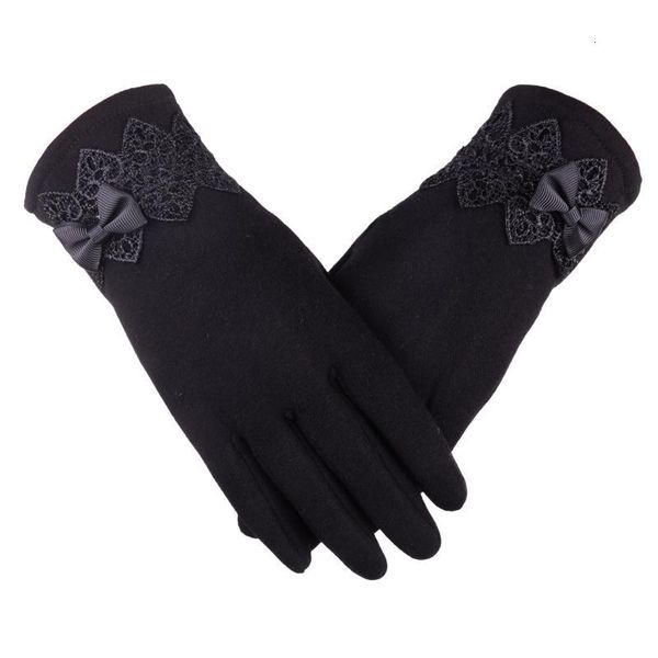 

gloves women' winter warmcotton glovesmittenswomen' glovesbowknot winter gloves add velvet to keep warm mittens, Blue;gray