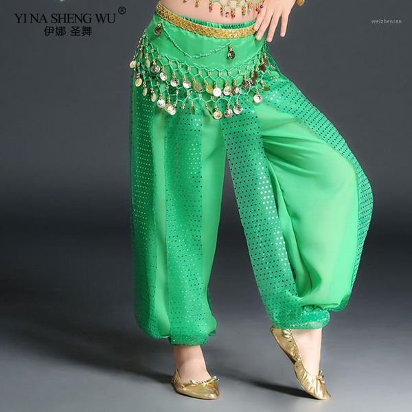 

grils belly dance costume pants india dance stage performance harem pants for kid's practice show sequined wide leg1, Black;red