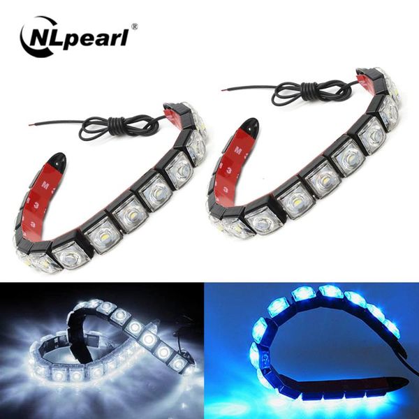 

nlpearl 1pair car bright drl led daytime running lights waterproof driving daylight white ice blue led drl for car headlight 12v