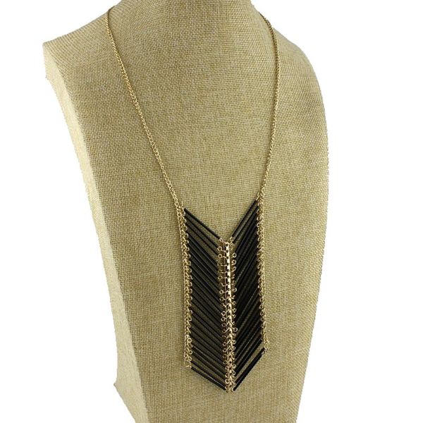 

ydgy black trapezoid copper pipe sweater chain gold alloy long necklace super value hand jewelry kc, Silver
