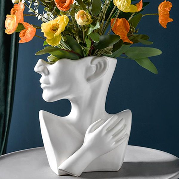 

nordic bust portrait ceramic vase creative portrait sculpture decor frame abstract art human face home decoration flower pot
