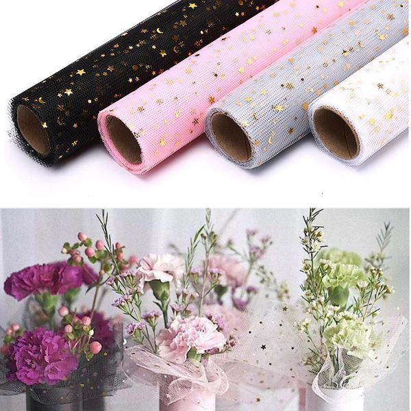 

sequins star moon lace mesh flower wrapping paper diy wedding party decoration1