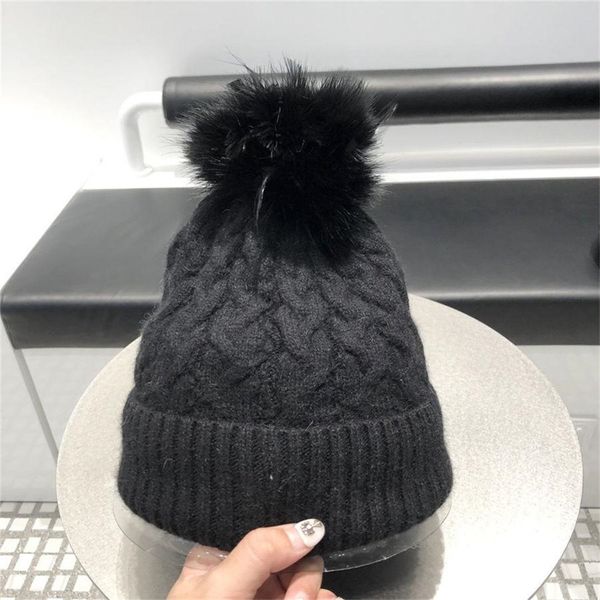 

new winter womens hat casual solid fur pompom hat female cap warm cotton women beanies winter hat, Blue;gray