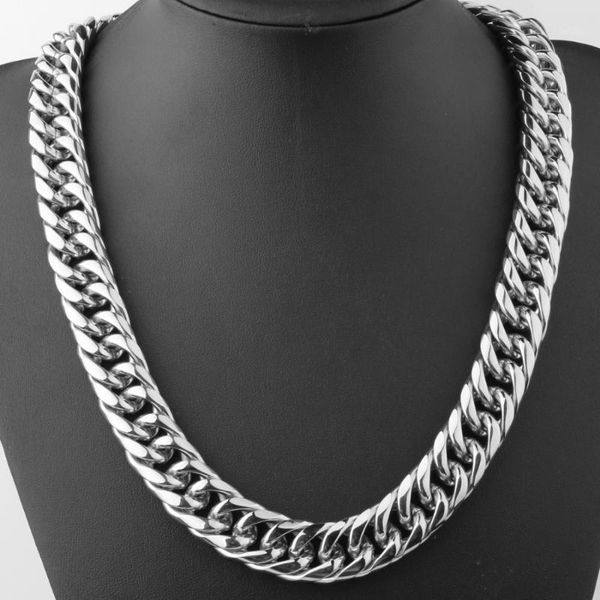

18mm heavy huge mens jewelry chains 316l stainless steel silver necklace or bracelet double curb cuban gift customized 7-40"