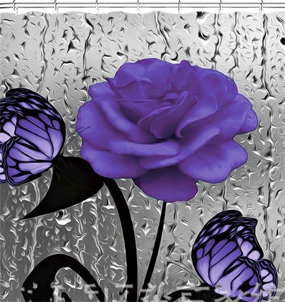 

digital printing flowers shower curtain butterfly waterproof polyester cloth home decor practical curtains bathroom supplies new 46yj f2
