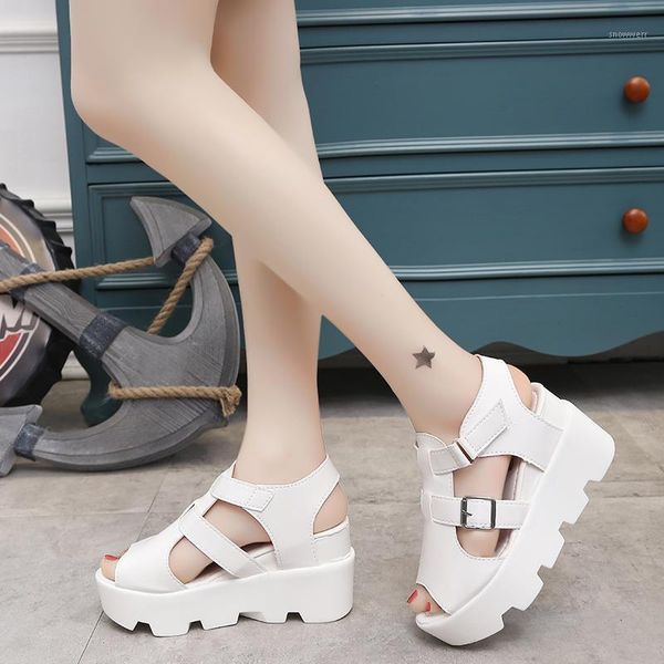 

summer sandals shoes women high heel casual shoes footwear flip flops open toe platform gladiator sandals women 5 colors1, Black