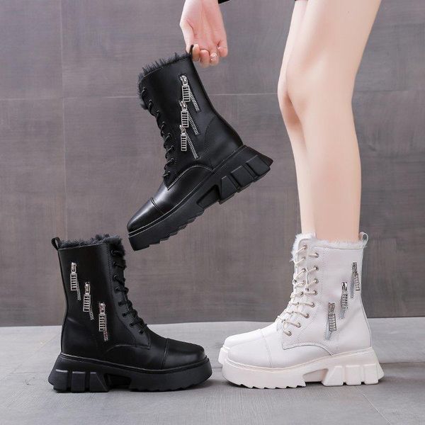 

new white black women's boots 35 40 size boots short plush winter brand women shoes fashion keep warm ankle