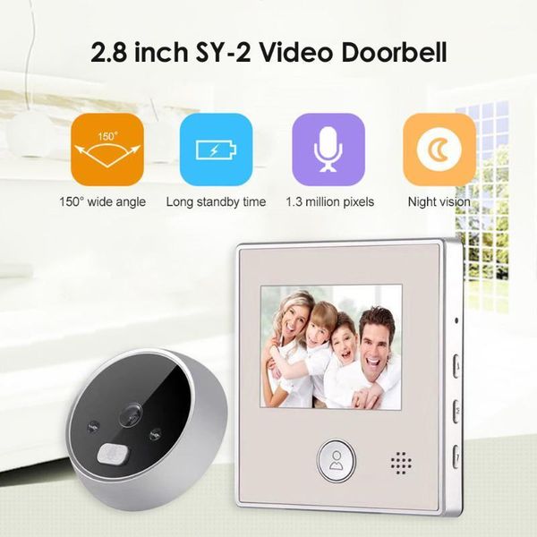 

2.8 inch lcd hd digital doorbell camera 1.3mp smart electronic peephole night vision door eye 150 degree video camera viewer1