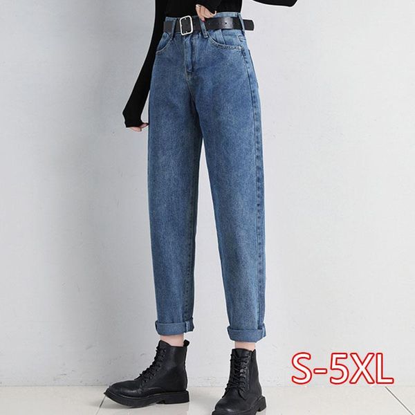 

women large size jeans harem black loose casual high waist jeans for woman female spring denim ankle length1, Blue