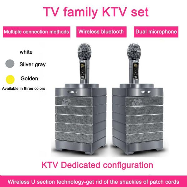 

microphones sd-128 karaoke bluetooth 5.0 speaker 30w 2000mah two mic and home theater audio wireless stereo party super bass box