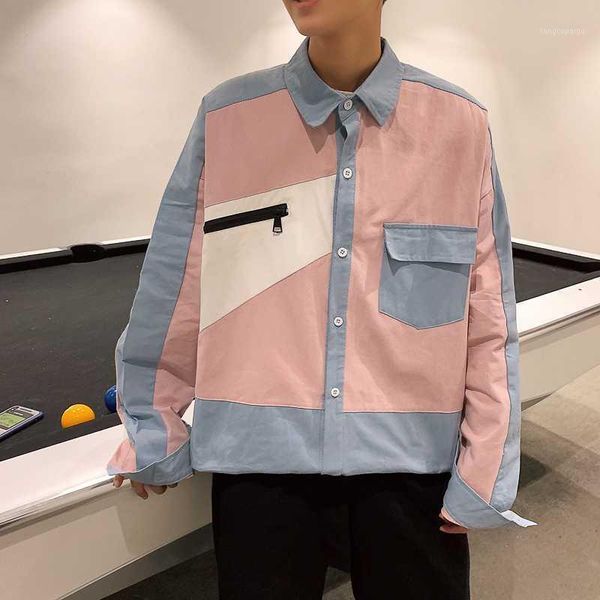 

spring new cotton shirt men's fashion hit color casual shirt man streetwear wild loose long-sleeved male large size -5xl1, White;black